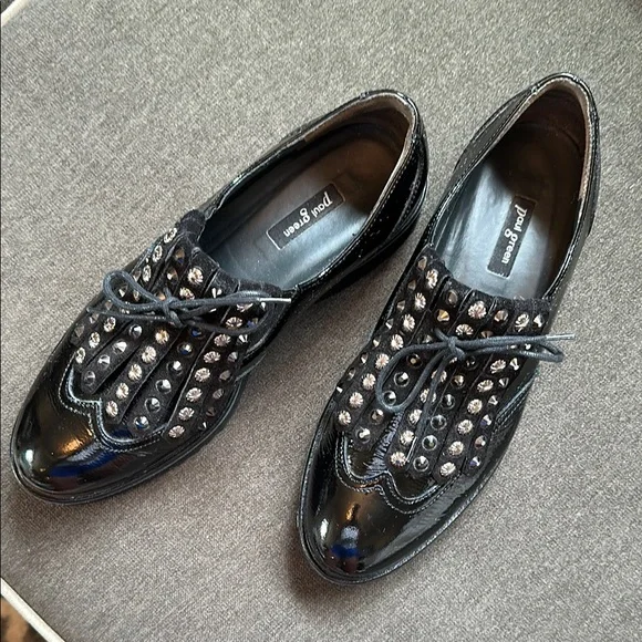 Paul Green Black Studded Oxfords - Picture 2 of 11